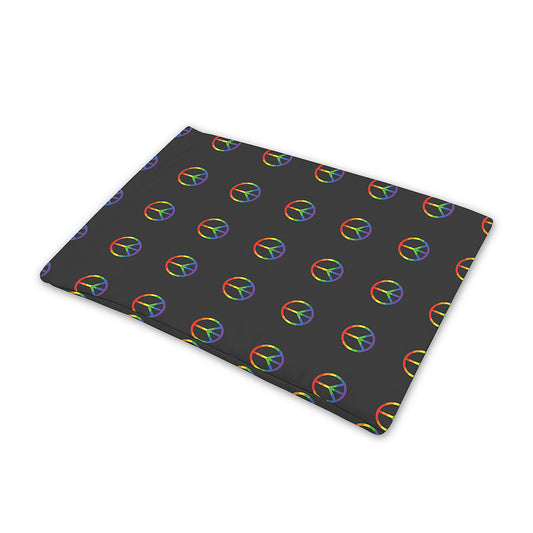 Rainbow LGBT Peace Sign Pattern Print Pet Cooling Mat Cover
