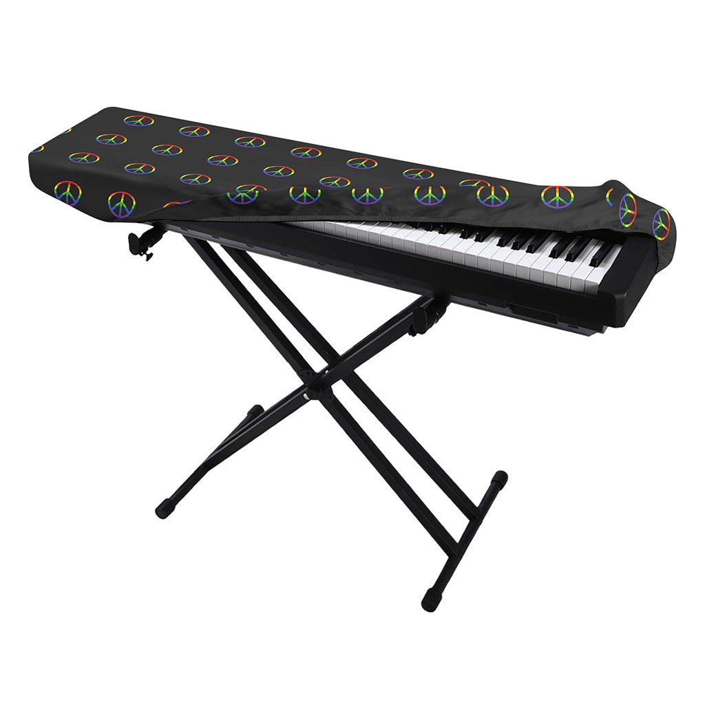 Rainbow LGBT Peace Sign Pattern Print Piano Keyboard Cover