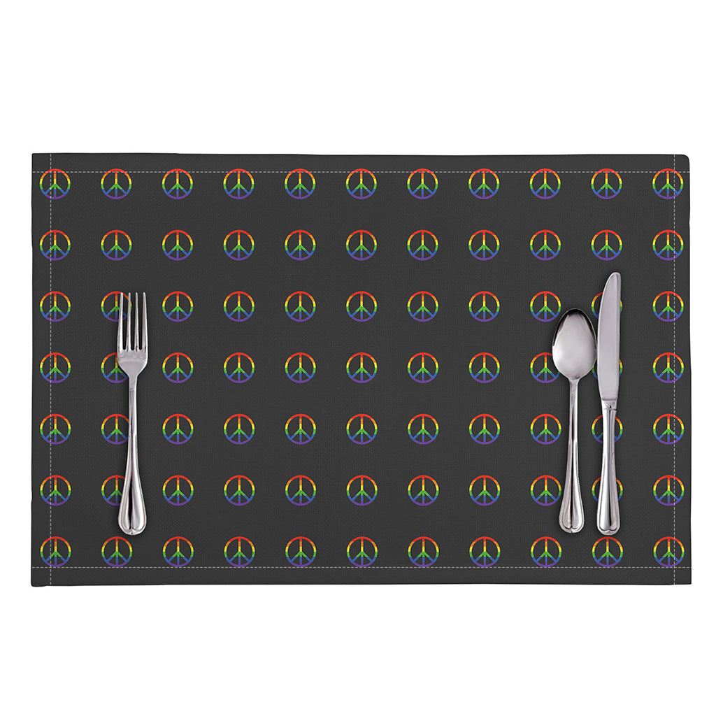 Rainbow LGBT Peace Sign Pattern Print Placemat