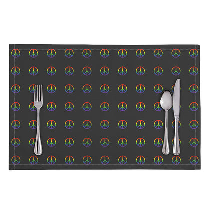 Rainbow LGBT Peace Sign Pattern Print Placemat