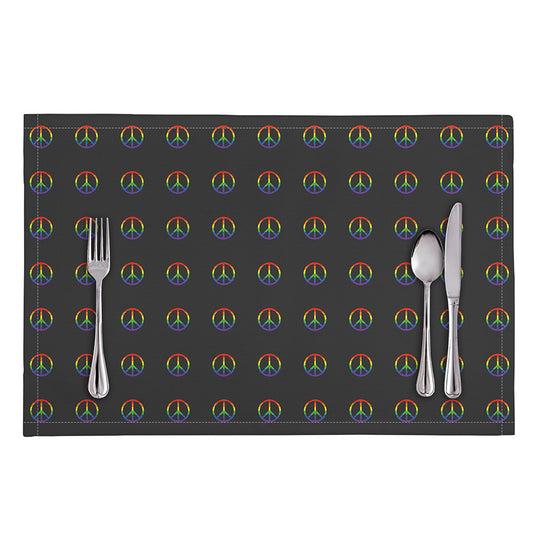 Rainbow LGBT Peace Sign Pattern Print Placemat