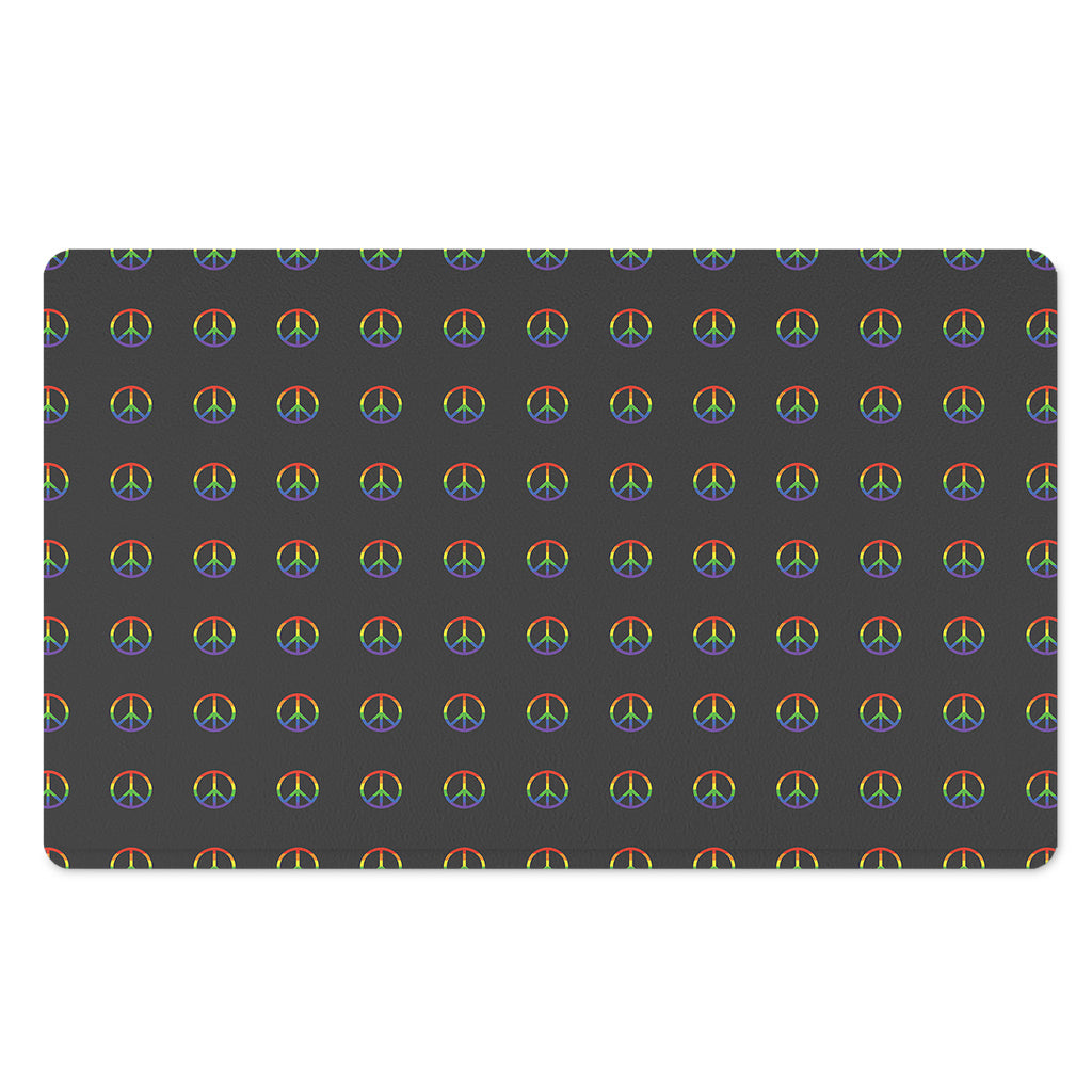 Rainbow LGBT Peace Sign Pattern Print Polyester Doormat