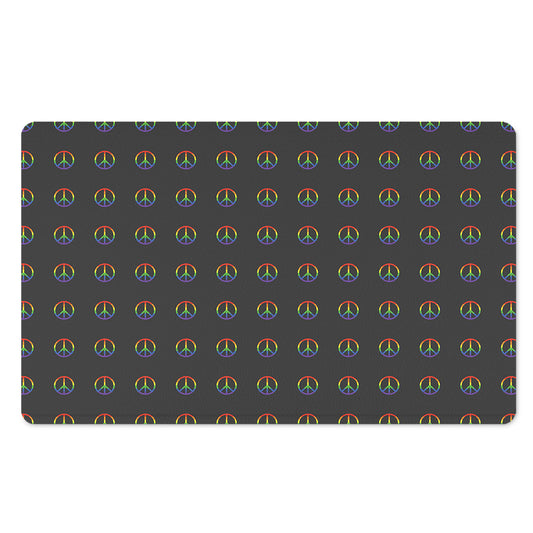 Rainbow LGBT Peace Sign Pattern Print Polyester Doormat