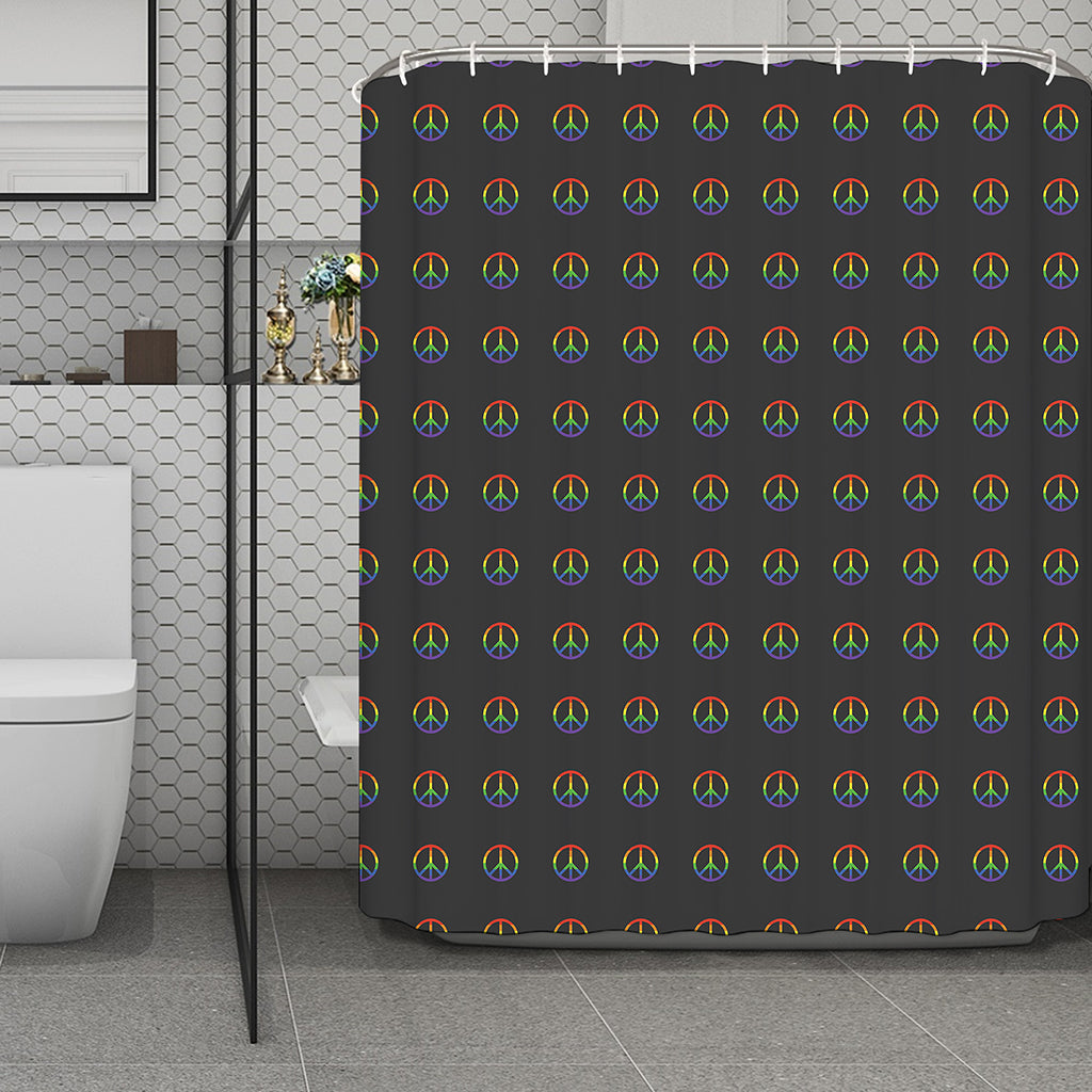 Rainbow LGBT Peace Sign Pattern Print Polyester Shower Curtain