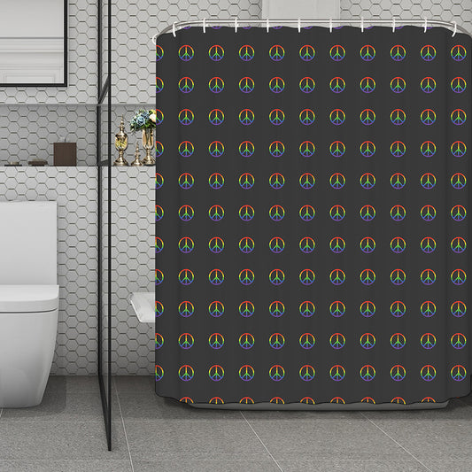 Rainbow LGBT Peace Sign Pattern Print Polyester Shower Curtain