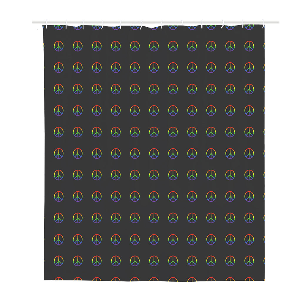 Rainbow LGBT Peace Sign Pattern Print Polyester Shower Curtain