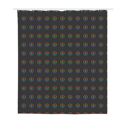 Rainbow LGBT Peace Sign Pattern Print Polyester Shower Curtain