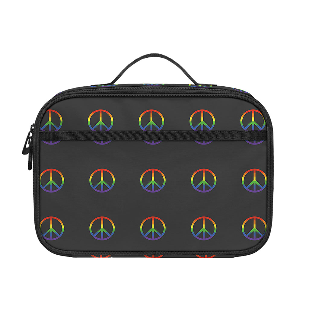 Rainbow LGBT Peace Sign Pattern Print Portable Lunch Bag