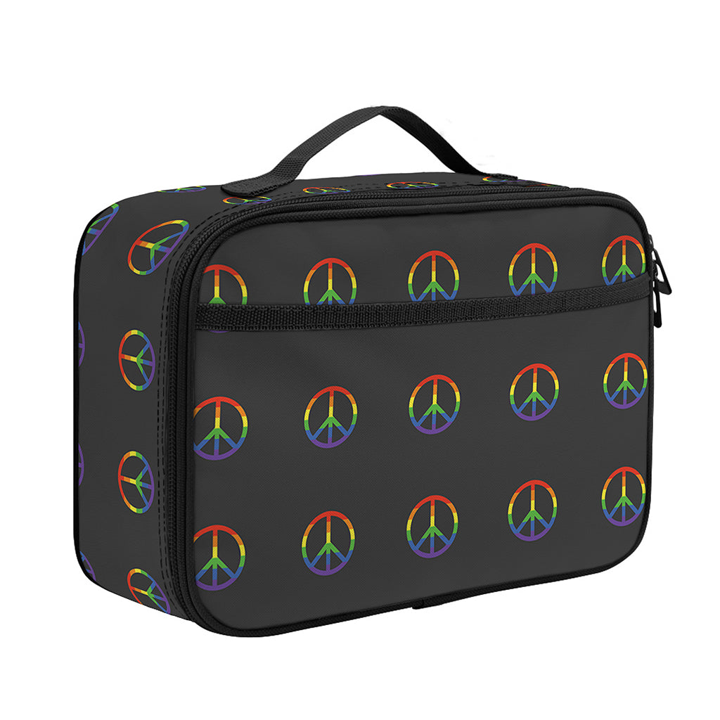 Rainbow LGBT Peace Sign Pattern Print Portable Lunch Bag