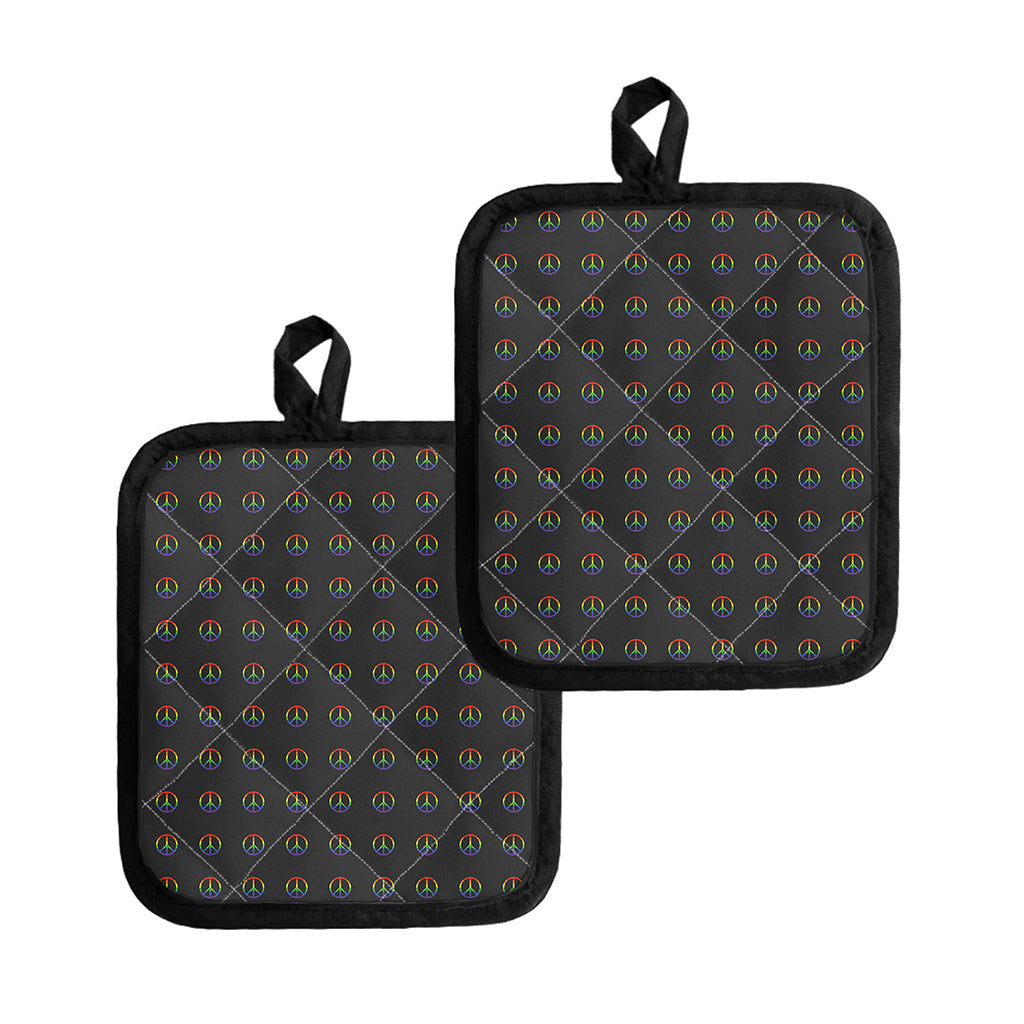 Rainbow LGBT Peace Sign Pattern Print Pot Holders
