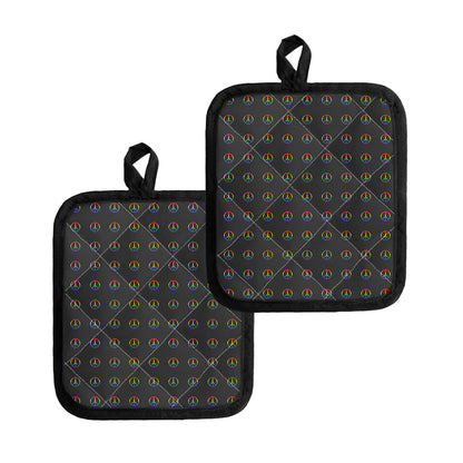 Rainbow LGBT Peace Sign Pattern Print Pot Holders