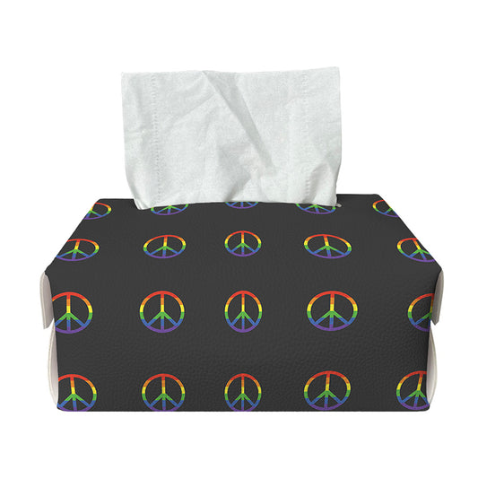 Rainbow LGBT Peace Sign Pattern Print Rectangle Tissue Box Cover
