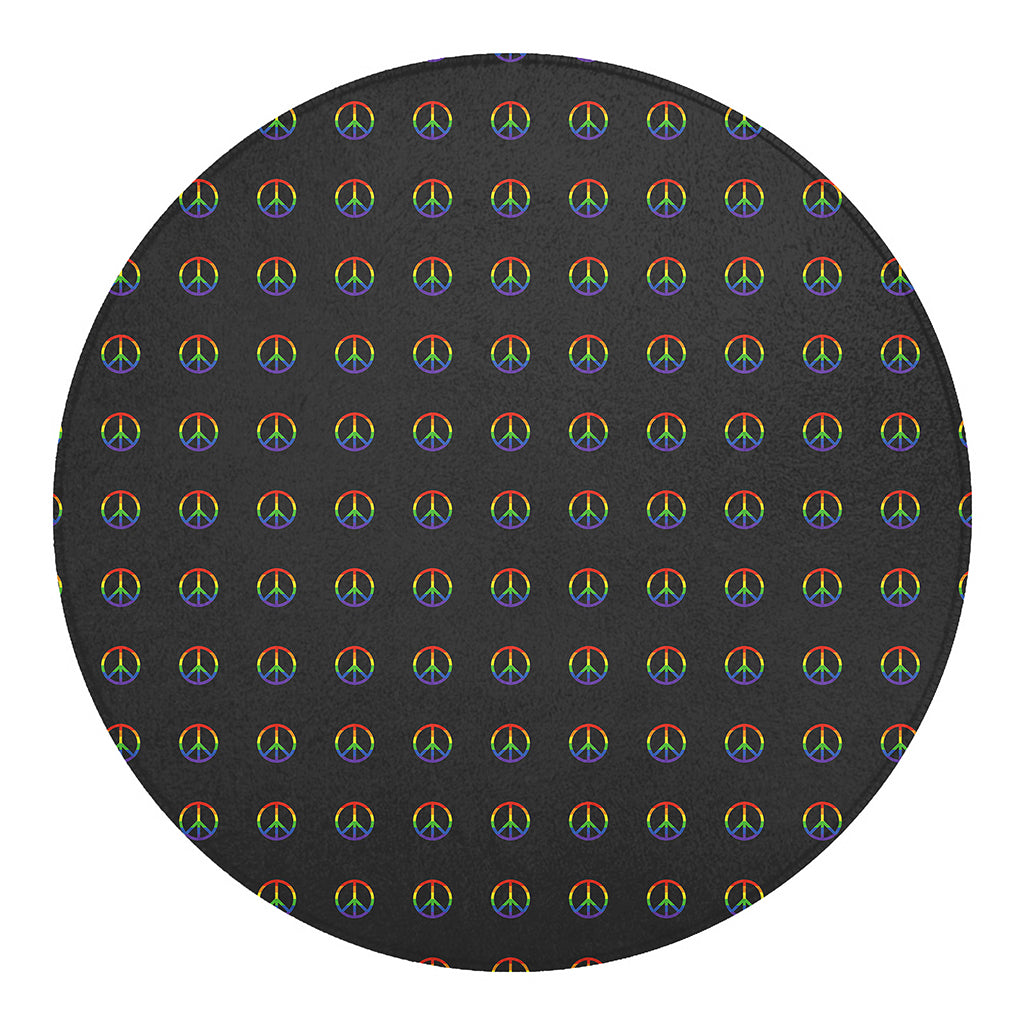 Rainbow LGBT Peace Sign Pattern Print Round Blanket