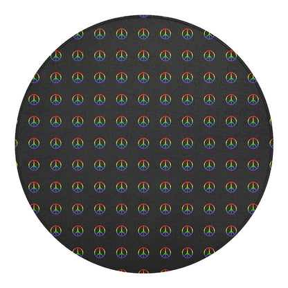 Rainbow LGBT Peace Sign Pattern Print Round Blanket