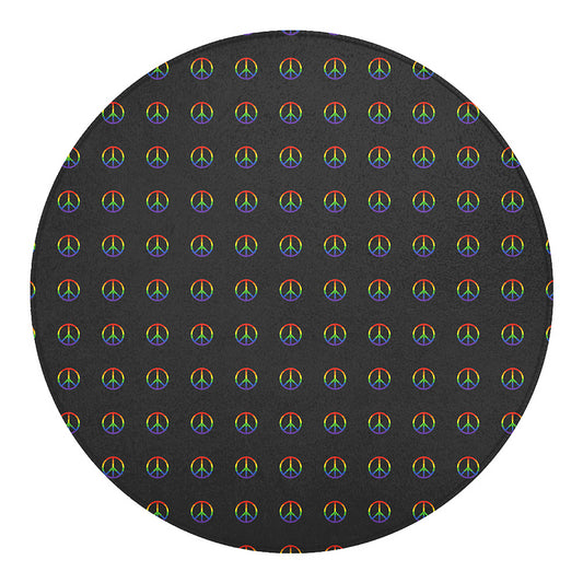Rainbow LGBT Peace Sign Pattern Print Round Blanket