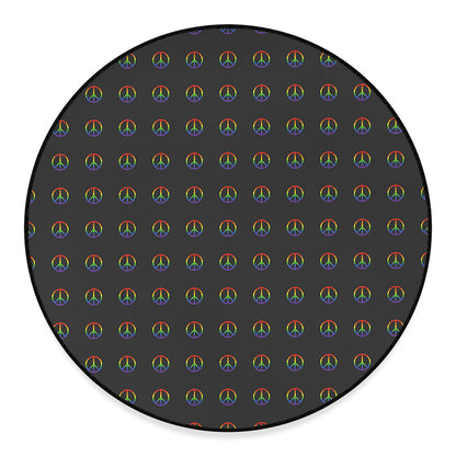 Rainbow LGBT Peace Sign Pattern Print Round Floor Mat