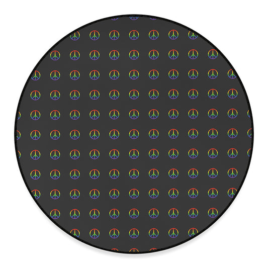 Rainbow LGBT Peace Sign Pattern Print Round Floor Mat