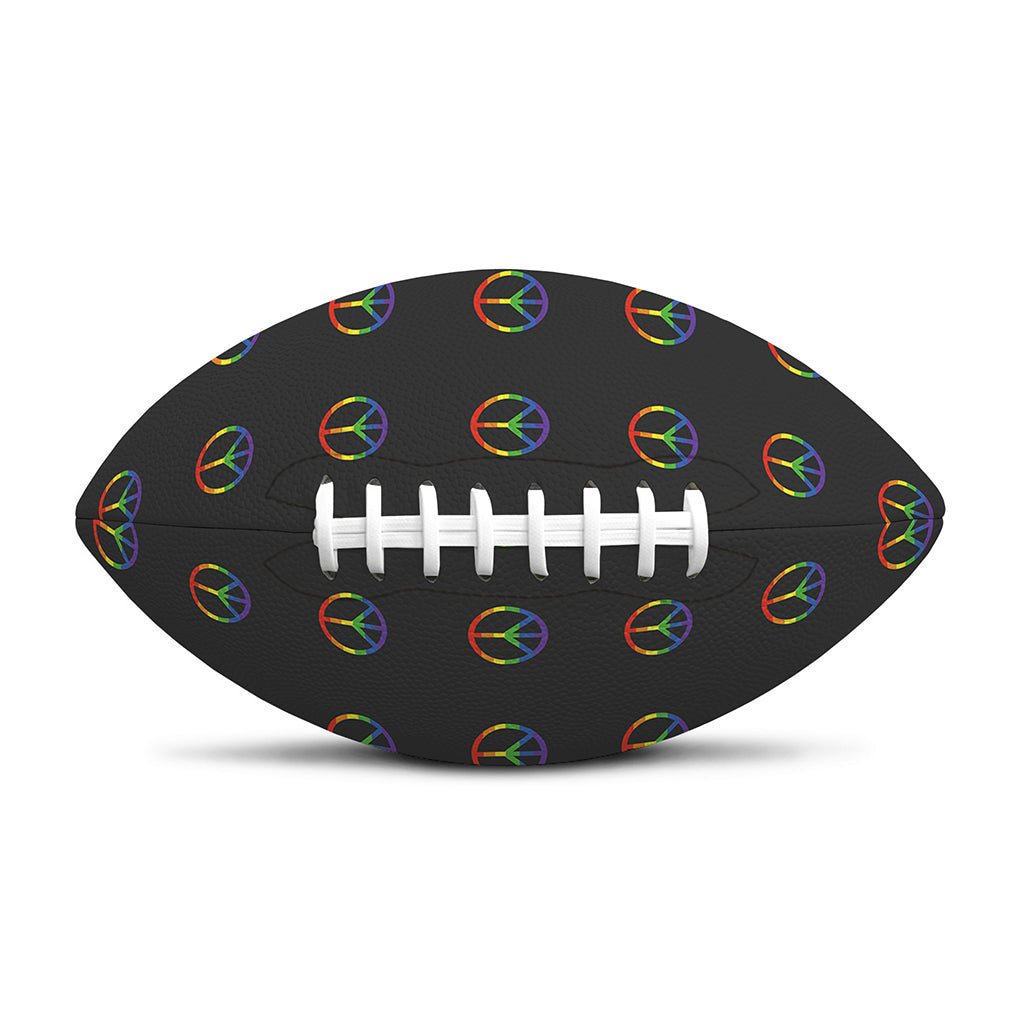 Rainbow LGBT Peace Sign Pattern Print Rugby Ball