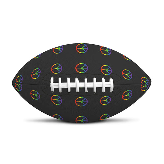 Rainbow LGBT Peace Sign Pattern Print Rugby Ball