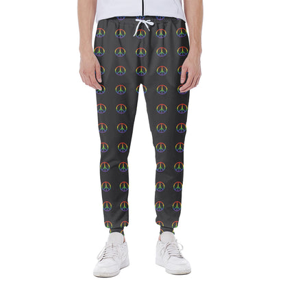 Rainbow LGBT Peace Sign Pattern Print Scuba Joggers