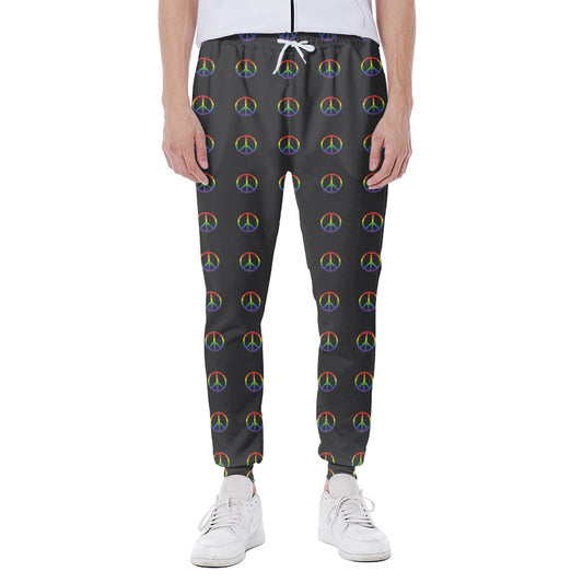 Rainbow LGBT Peace Sign Pattern Print Scuba Joggers