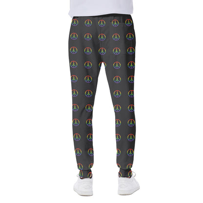 Rainbow LGBT Peace Sign Pattern Print Scuba Joggers