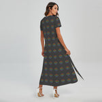 Rainbow LGBT Peace Sign Pattern Print Short Sleeve Maxi Dress