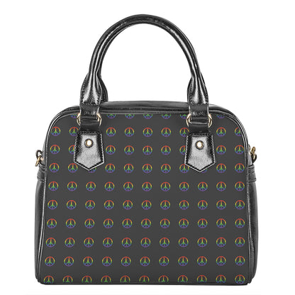 Rainbow LGBT Peace Sign Pattern Print Shoulder Handbag
