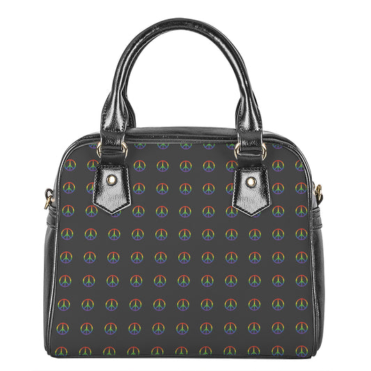 Rainbow LGBT Peace Sign Pattern Print Shoulder Handbag
