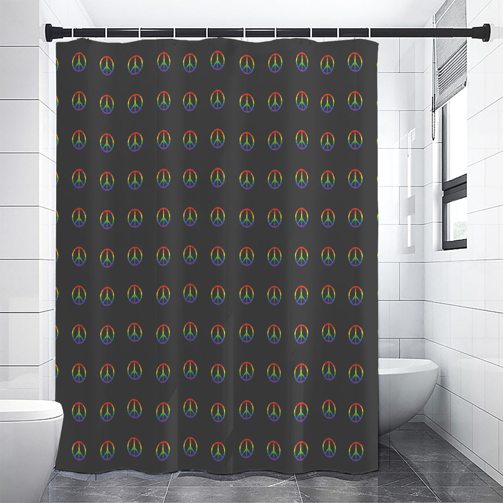 Rainbow LGBT Peace Sign Pattern Print Shower Curtain