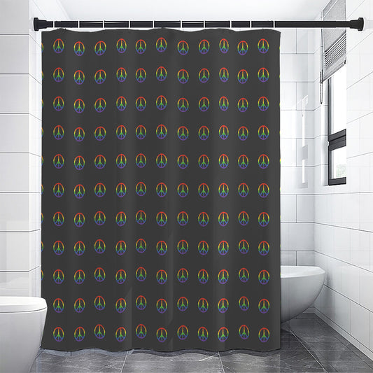 Rainbow LGBT Peace Sign Pattern Print Shower Curtain