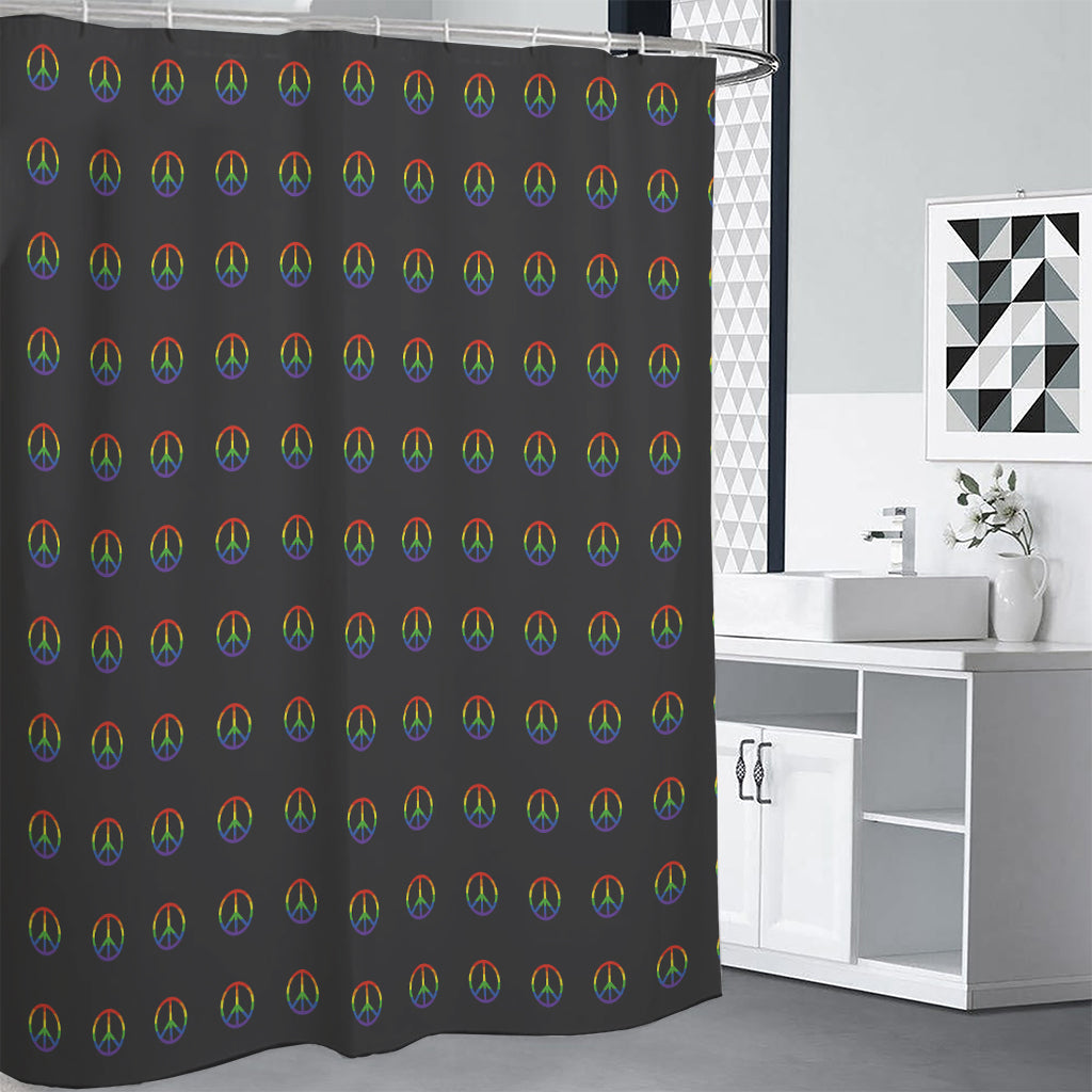 Rainbow LGBT Peace Sign Pattern Print Shower Curtain