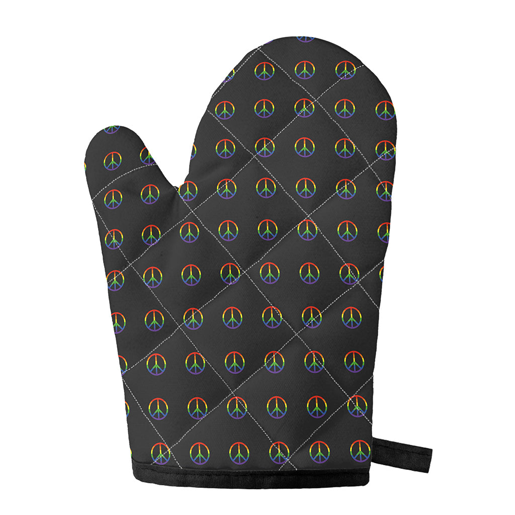 Rainbow LGBT Peace Sign Pattern Print Single Oven Mitt