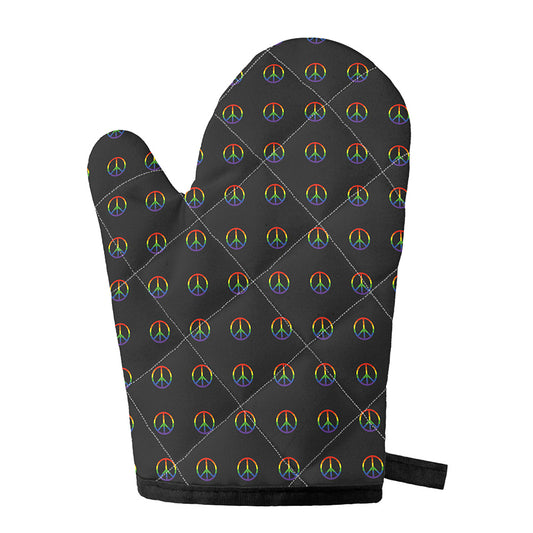 Rainbow LGBT Peace Sign Pattern Print Single Oven Mitt