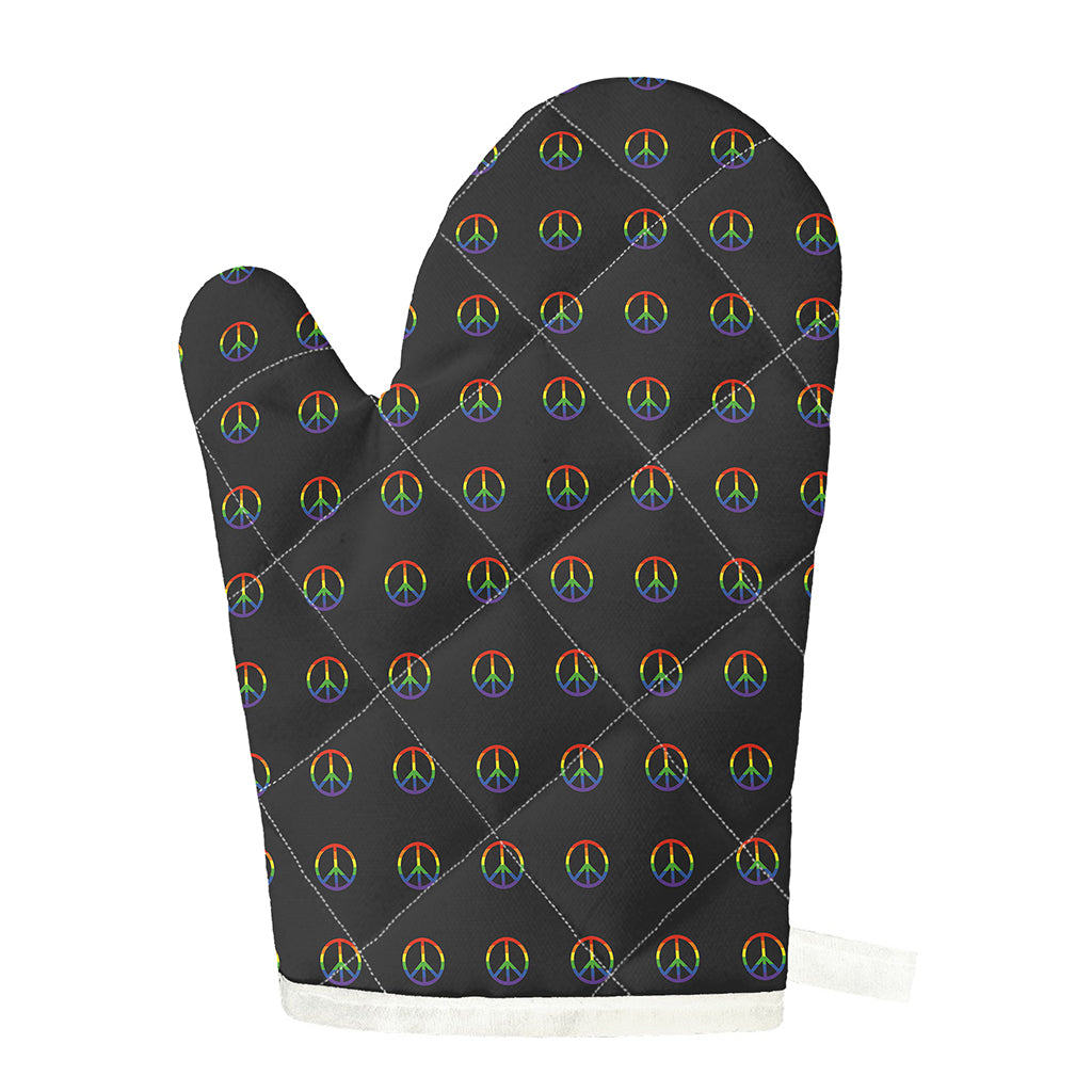 Rainbow LGBT Peace Sign Pattern Print Single Oven Mitt