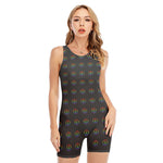 Rainbow LGBT Peace Sign Pattern Print Sleeveless One Piece Swimsuit