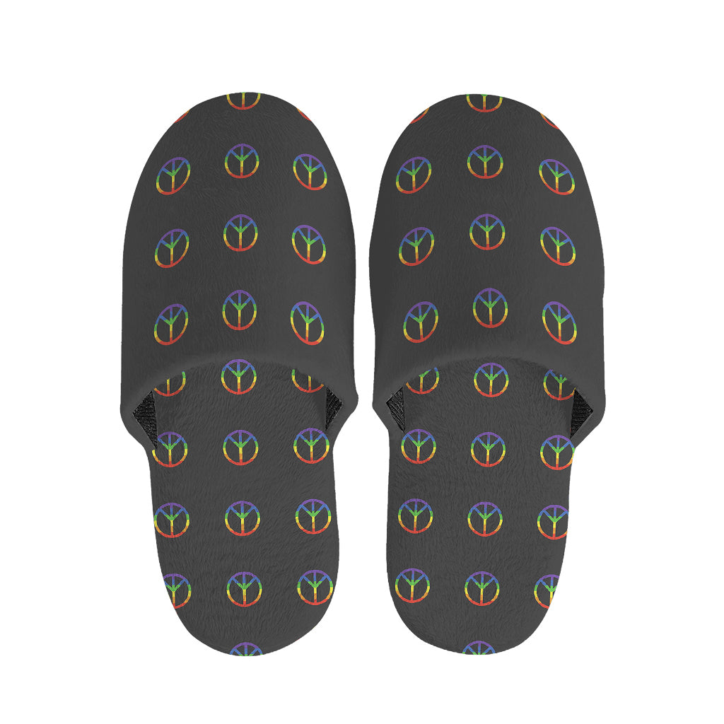 Rainbow LGBT Peace Sign Pattern Print Slippers