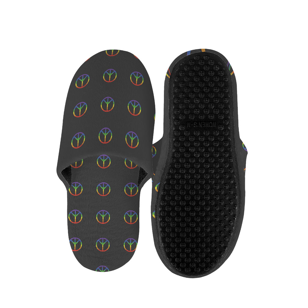 Rainbow LGBT Peace Sign Pattern Print Slippers