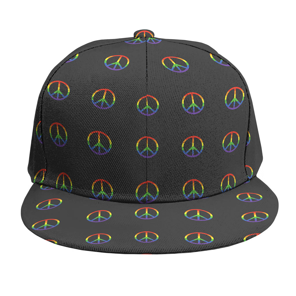 Rainbow LGBT Peace Sign Pattern Print Snapback Cap