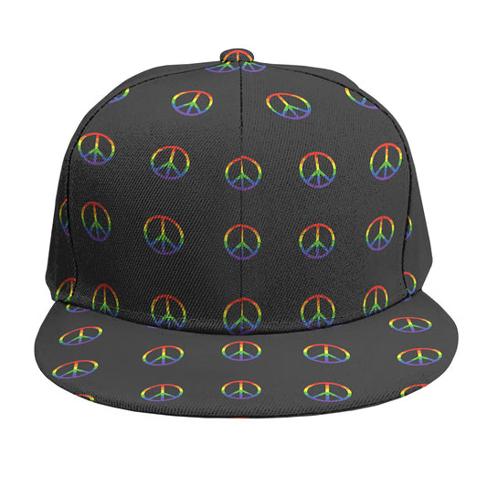 Rainbow LGBT Peace Sign Pattern Print Snapback Cap