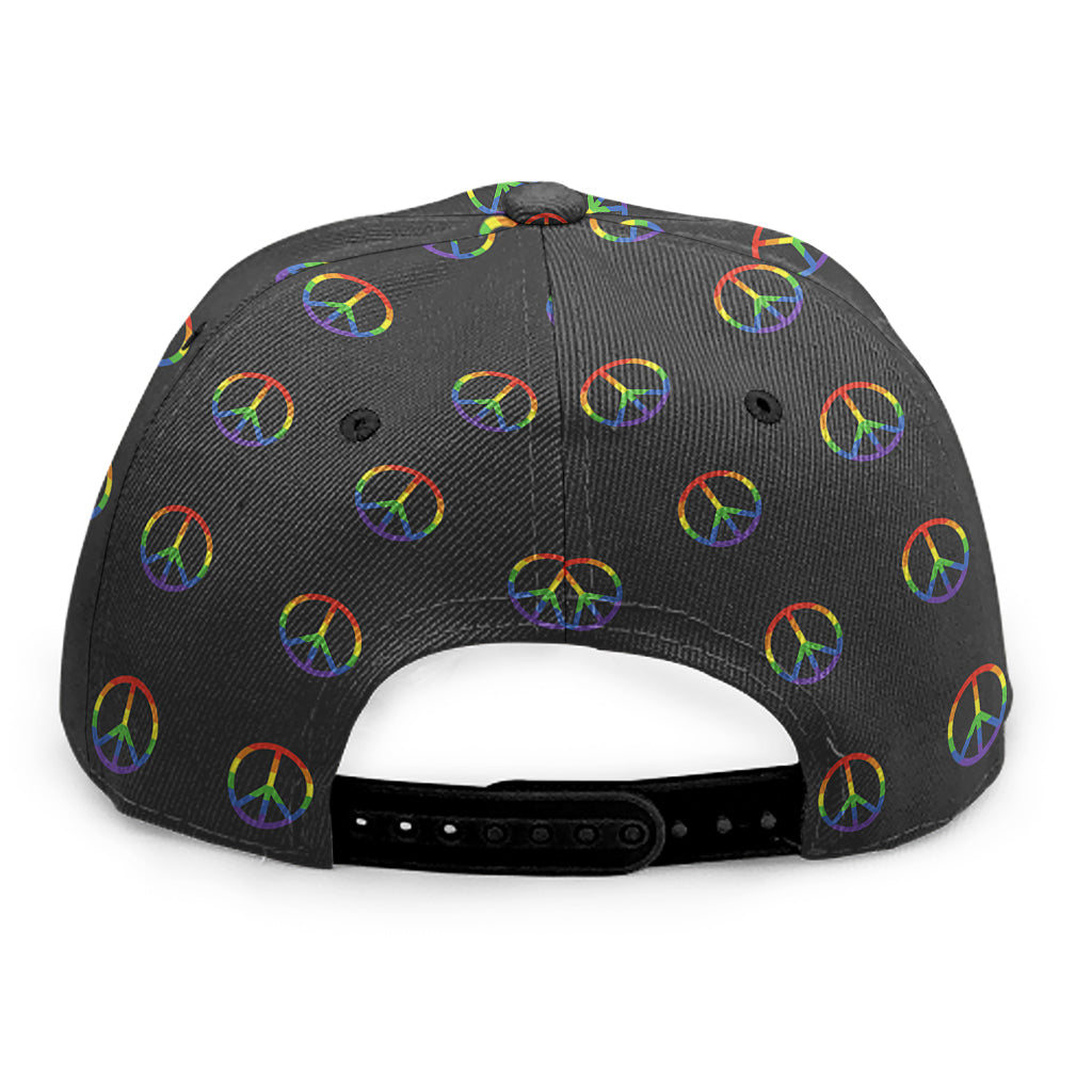 Rainbow LGBT Peace Sign Pattern Print Snapback Cap