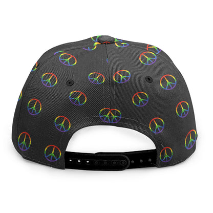 Rainbow LGBT Peace Sign Pattern Print Snapback Cap