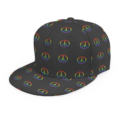 Rainbow LGBT Peace Sign Pattern Print Snapback Cap