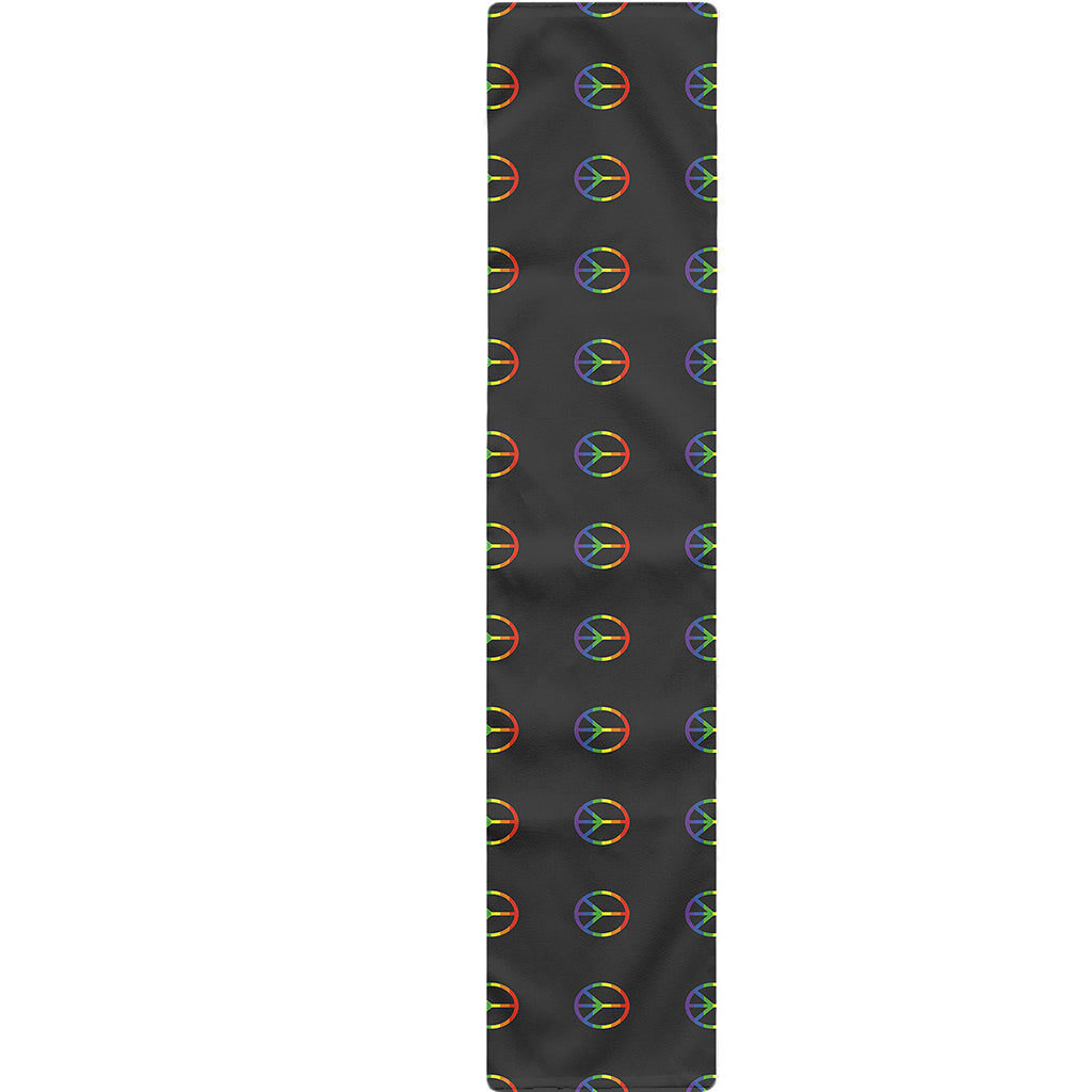 Rainbow LGBT Peace Sign Pattern Print Table Runner
