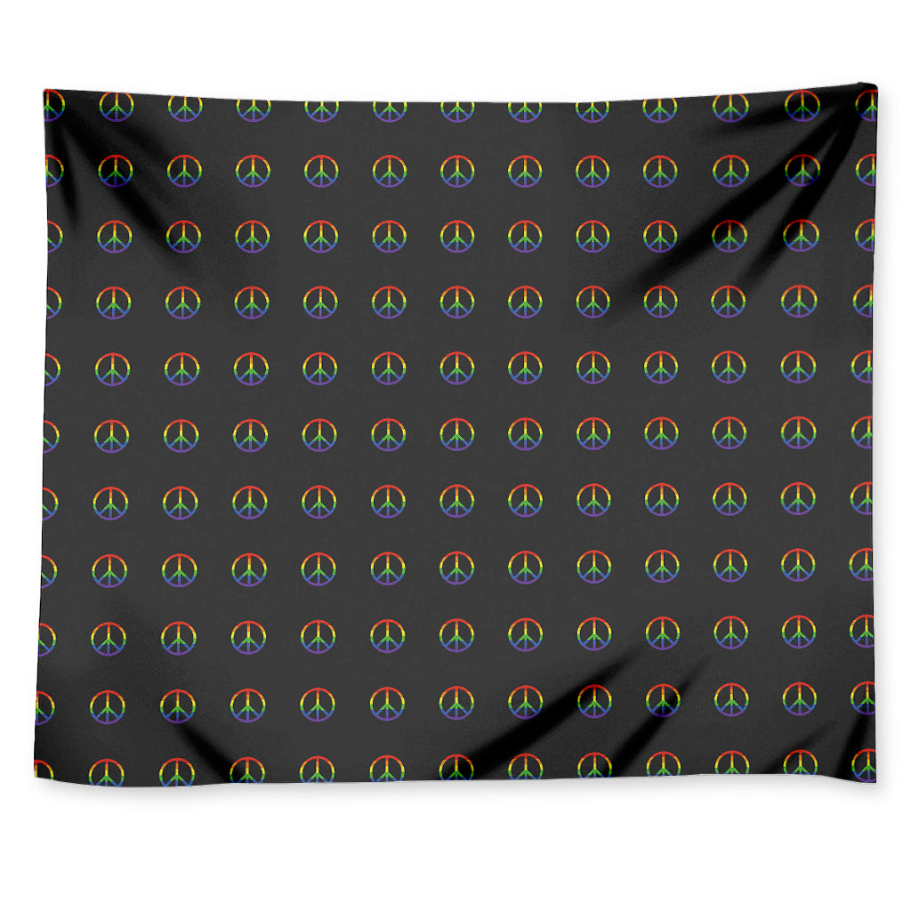 Rainbow LGBT Peace Sign Pattern Print Tapestry