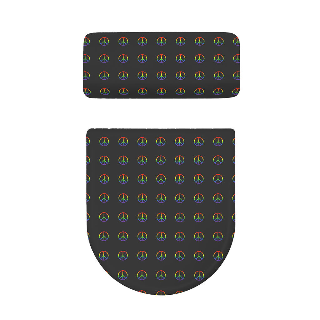 Rainbow LGBT Peace Sign Pattern Print Toilet Lid And Tank Cover Set