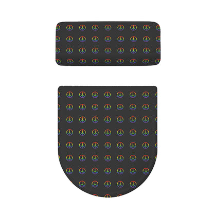 Rainbow LGBT Peace Sign Pattern Print Toilet Lid And Tank Cover Set