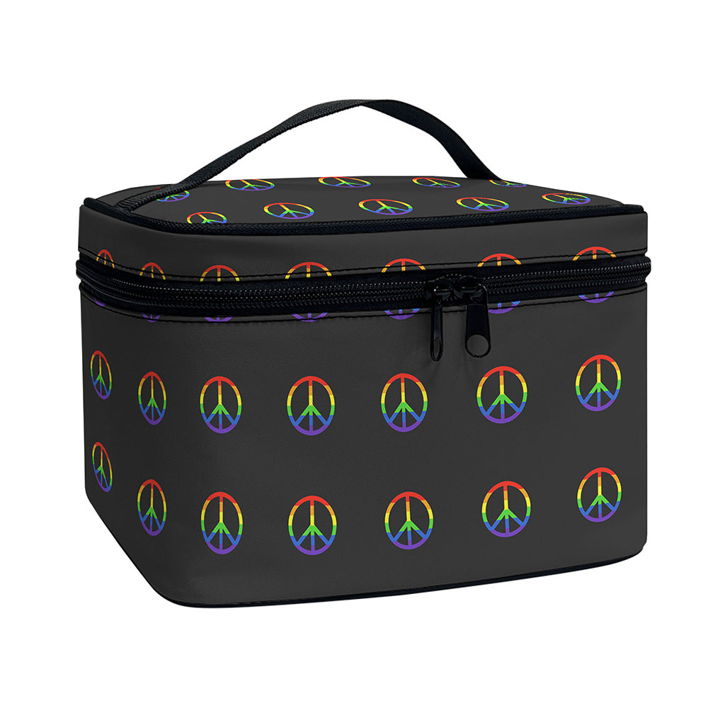 Rainbow LGBT Peace Sign Pattern Print Travel Makeup Bag
