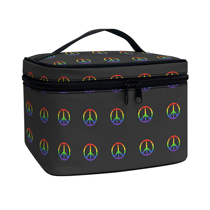 Rainbow LGBT Peace Sign Pattern Print Travel Makeup Bag