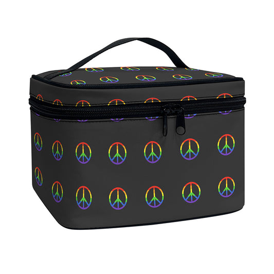 Rainbow LGBT Peace Sign Pattern Print Travel Makeup Bag